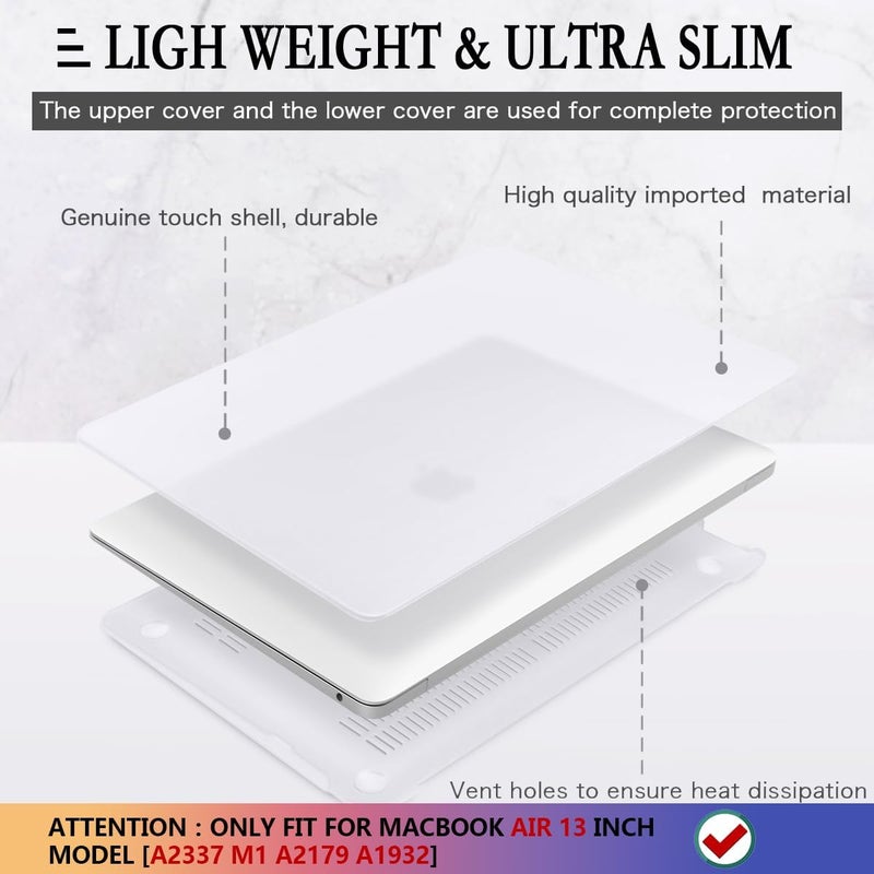 CISSOOK Matte Clear Hard Shell Cover for MacBook Air 13 Inch M1 Case 2020 2021-2018 Release Model A2337 M1 A2179 A1932 with Touch ID, Plastic Hard Case for Air 13" with Keyboard Cover Screen Protector - Image 4